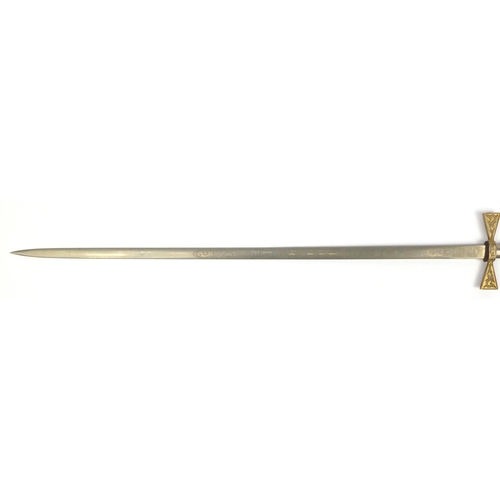 2909 - Masonic interest Wilkinson ceremonial sword with engraved steel blade, 89.5cm in length