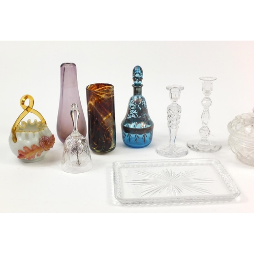 2456 - Victorian and later glassware including a Mdina vase, Art Deco centre bowl and a silver overlaid dec... 