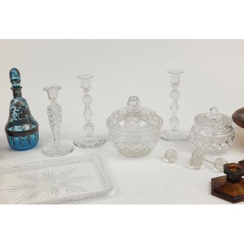 2456 - Victorian and later glassware including a Mdina vase, Art Deco centre bowl and a silver overlaid dec... 