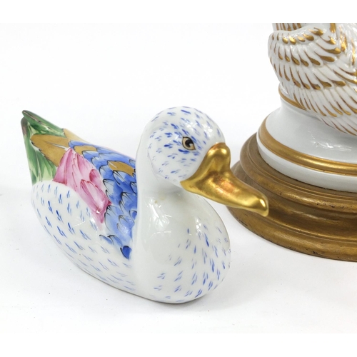 2161 - Pair of Vista Alegre ducks and a Naples group of two herons, the largest 22cm high