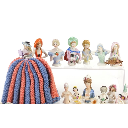 93 - Victorian and later halfpin dolls, the largest 20.5cm high