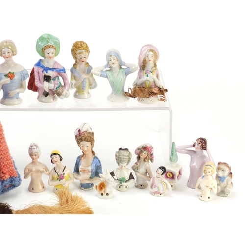 93 - Victorian and later halfpin dolls, the largest 20.5cm high