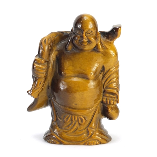 73 - Chinese tiger's eye carving of Buddha, 10cm high