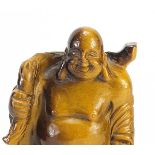 73 - Chinese tiger's eye carving of Buddha, 10cm high