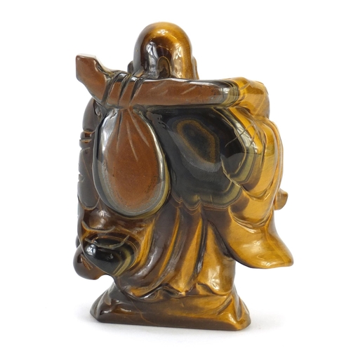 73 - Chinese tiger's eye carving of Buddha, 10cm high