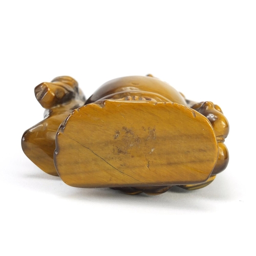 73 - Chinese tiger's eye carving of Buddha, 10cm high