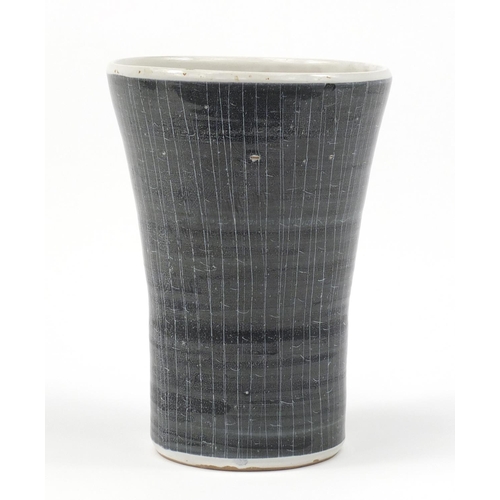 2208 - Rye Pottery Sgraffito vase, 27.5cm high