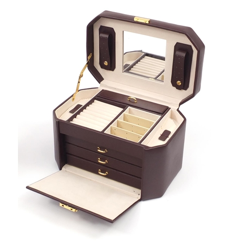 2205 - No7 illuminated make-up mirror and leather jewellery box