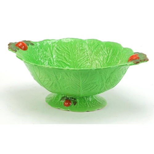 2245 - Carlton Ware leaf pattern pedestal bowl, 10.5cm high x 30cm wide