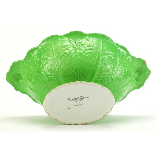 2245 - Carlton Ware leaf pattern pedestal bowl, 10.5cm high x 30cm wide