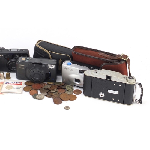 2357 - Sundry items including cameras, Parker pen and silver coins