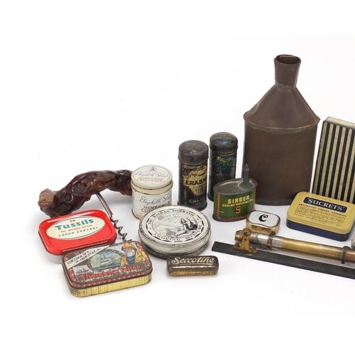 2857 - Objects including advertising tins and corkscrews