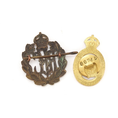 2821 - Royal Flying Corps cap badge and on war service lapel