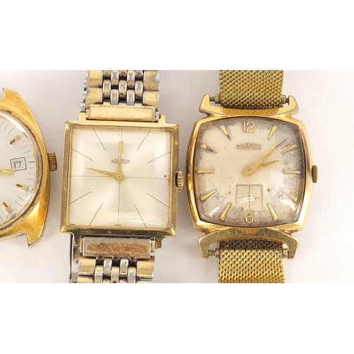 2827 - Four vintage wristwatches including two Roma examples