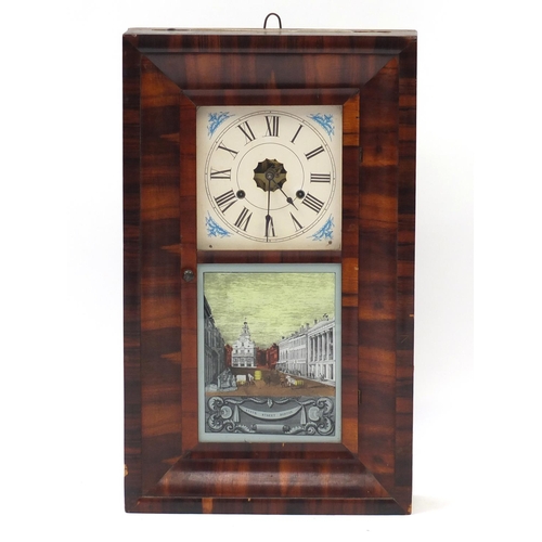 2232 - American walnut striking wall clock, 66cm high