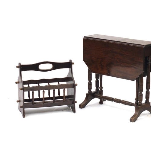 2065 - Mahogany Sutherland table and two magazine racks