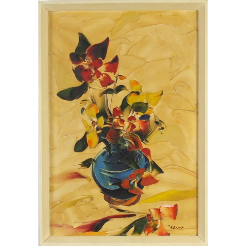 2210 - Deakins - Still life flowers in a vase, oil on board, framed, 54cm x 36.5cm