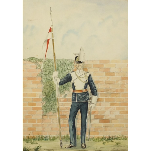 2332 - G T Rich - Troopers 17 Lancers and one other, two soldiers in Military dress, watercolour and pastel... 