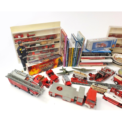 2460 - Large collection of fire fighting memorabilia including die cast vehicles, hardback books and a penc... 