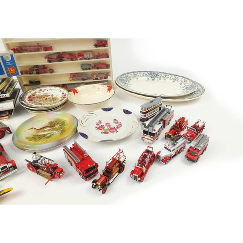 2460 - Large collection of fire fighting memorabilia including die cast vehicles, hardback books and a penc... 