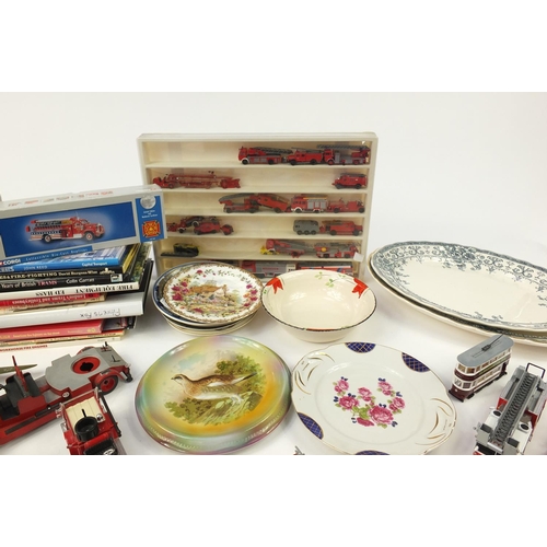 2460 - Large collection of fire fighting memorabilia including die cast vehicles, hardback books and a penc... 