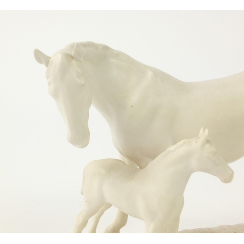 2198 - Beswick white glazed horse and foal group