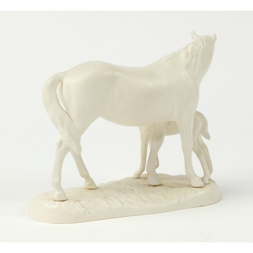 2198 - Beswick white glazed horse and foal group