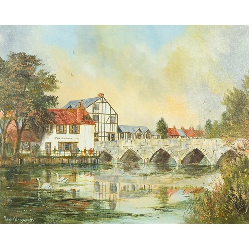 2168 - Henry Woodward 1985 - The George Inn, oil on canvas, mounted and framed, 49.5cm x 40cm