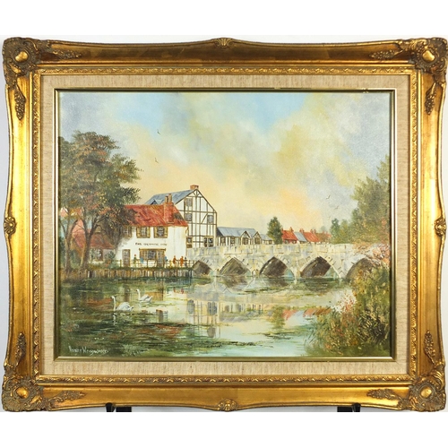 2168 - Henry Woodward 1985 - The George Inn, oil on canvas, mounted and framed, 49.5cm x 40cm