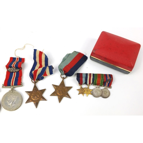 2919 - British military World War II militaria including medals and two oak leaves