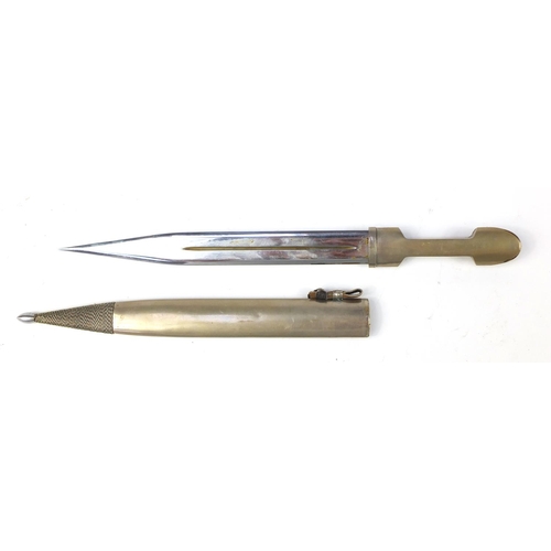 2929 - Middle Eastern dagger with silver coloured metal handle and scabbard