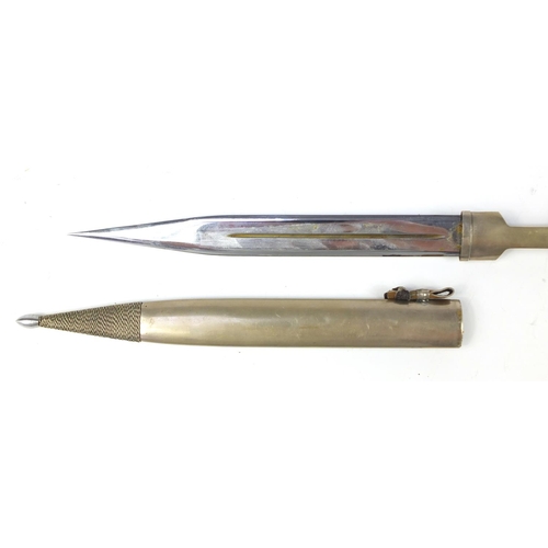 2929 - Middle Eastern dagger with silver coloured metal handle and scabbard