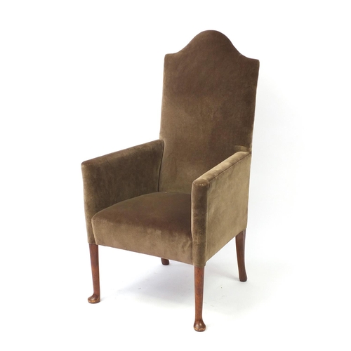 2084 - Mahogany framed high back armchair, 125cm high