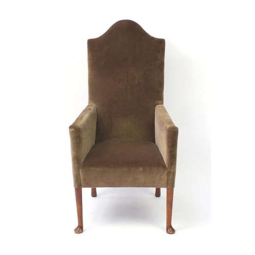 2084 - Mahogany framed high back armchair, 125cm high