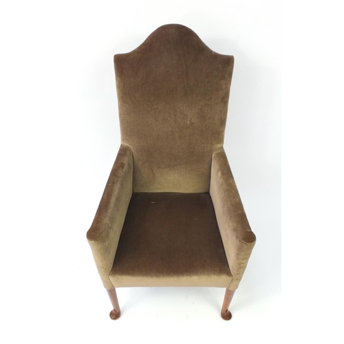 2084 - Mahogany framed high back armchair, 125cm high