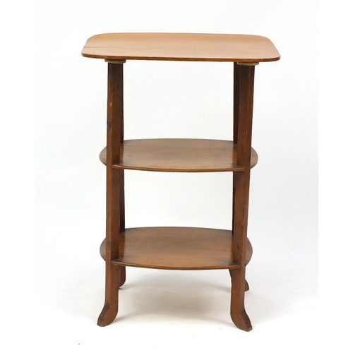 2083 - Walnut three tier occasional table, 73cm H x 50cm W x 37cm D