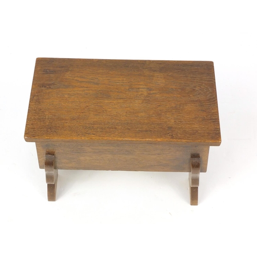 2062 - Carved oak stool with lift-up seat, 37cm H x 46cm W x 24cm D