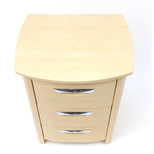 2099 - Contemporary light wood three drawer chest, 75cm H x 58cm W x 48cm D