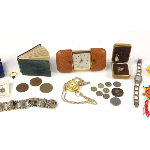 2955 - Objects including antique and later British coins, silver and enamel charms, silver earrings and aut... 