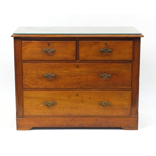 2034 - Edwardian walnut four drawer chest, 78cm H x 100cm W x 48cm D
