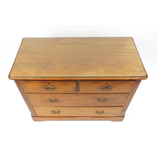 2034 - Edwardian walnut four drawer chest, 78cm H x 100cm W x 48cm D