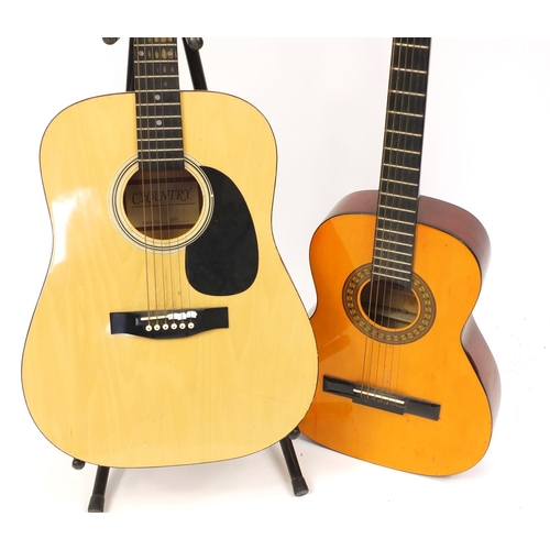 2219 - Two five string acoustic guitars by Stagg and Chantry