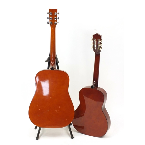 2219 - Two five string acoustic guitars by Stagg and Chantry