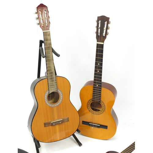 2223 - Three acoustic guitars, two with cases including Jose Ferrer and Palma