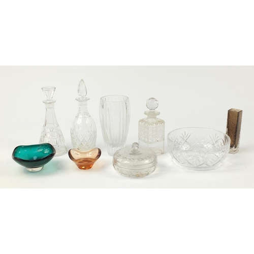 1274 - Glassware including a Whitefriars, Webb and three decanters, the largest 27.5cm high