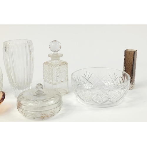 1274 - Glassware including a Whitefriars, Webb and three decanters, the largest 27.5cm high