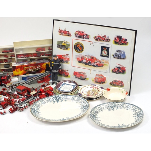 2460 - Large collection of fire fighting memorabilia including die cast vehicles, hardback books and a penc... 