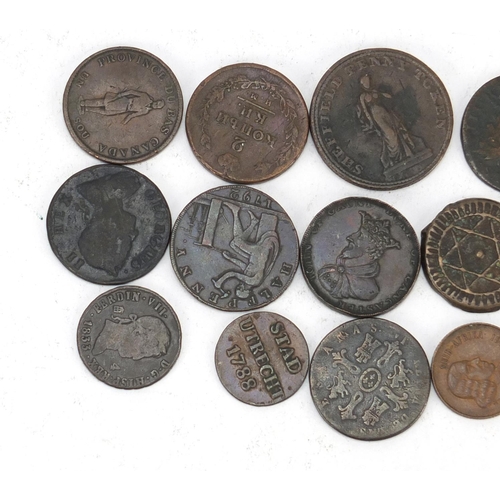 2985 - Collection of antique world coinage and tokens