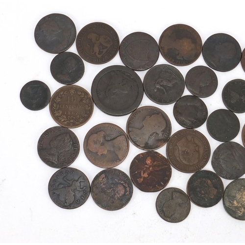 2934 - Collection of antique British and world coinage and tokens