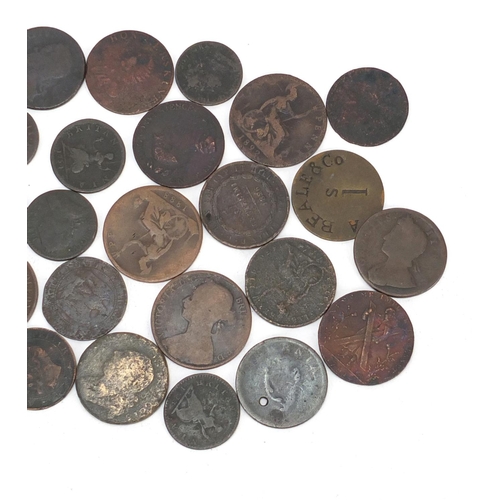 2934 - Collection of antique British and world coinage and tokens